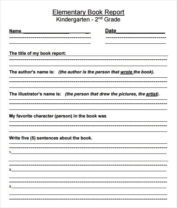 2Nd Grade Book Report Template