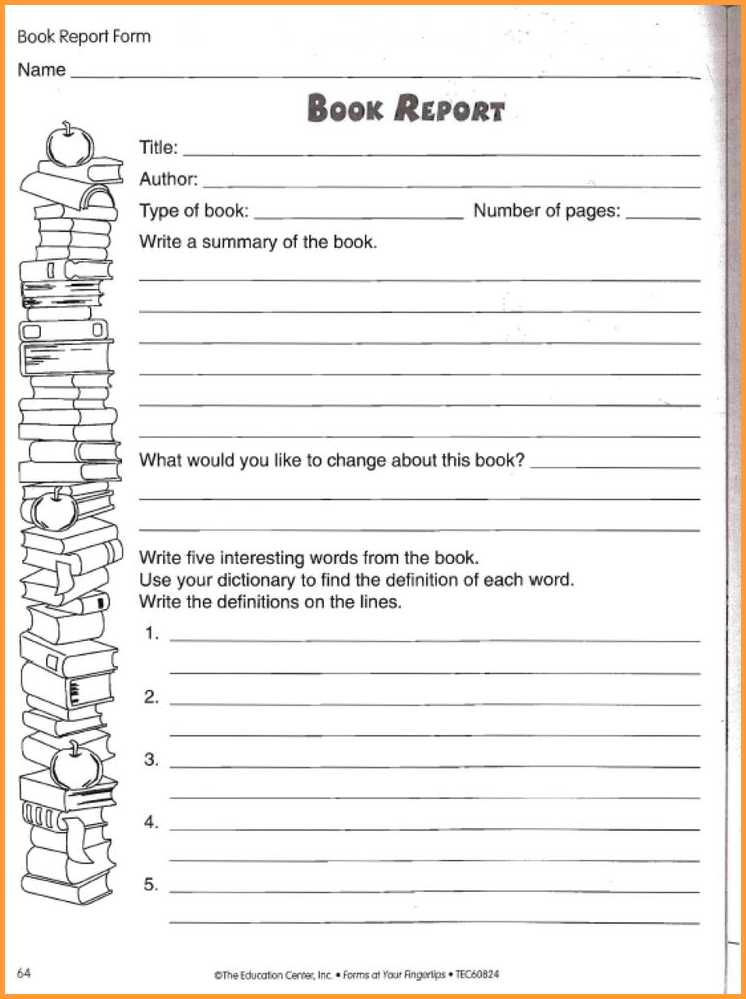 Book Report Template 3Rd Grade