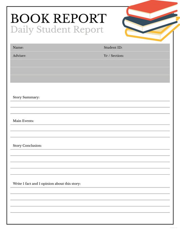 Book Report Template Middle School