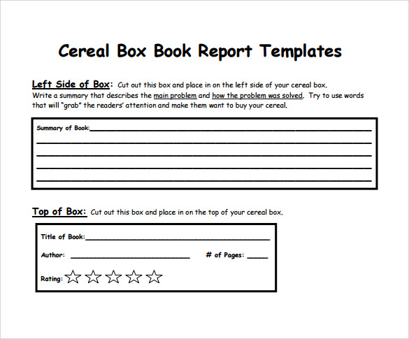 Cereal Box Book Report Template