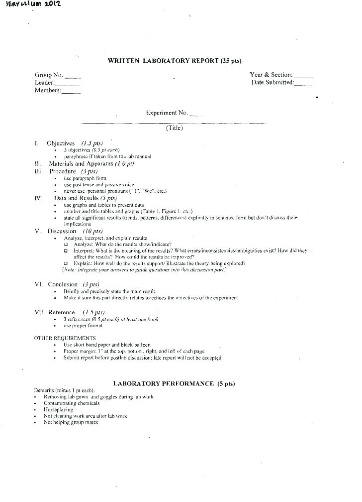 Formal Lab Report Template