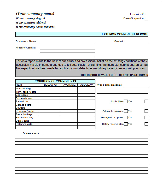 Home Inspection Report Template