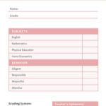 Homeschool Report Card Template