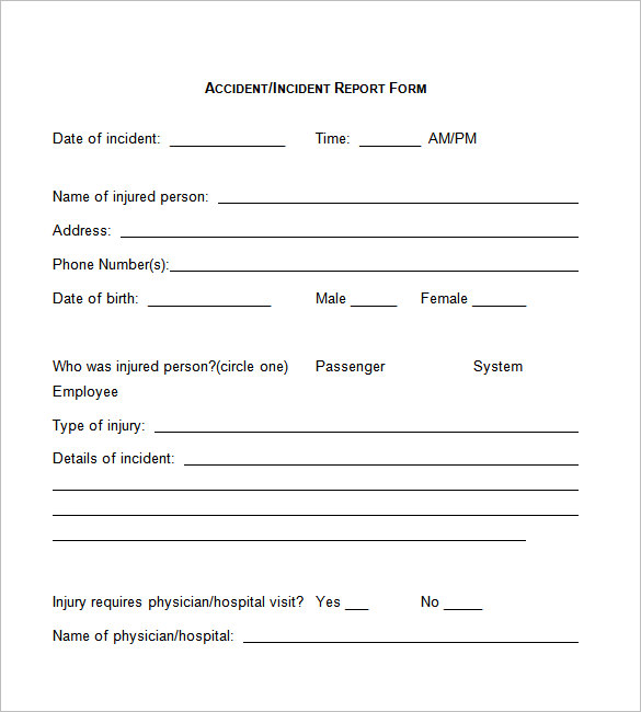 Incident Report Form Template Word