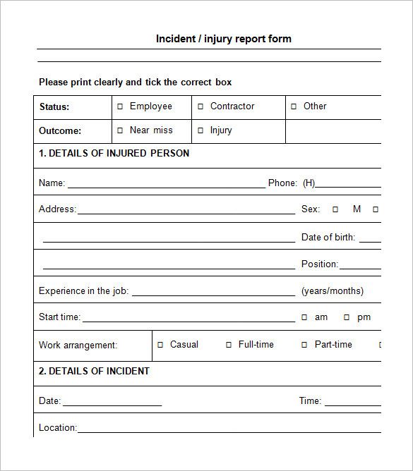 Near Miss Incident Report Template