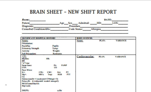 Nurse Report Template