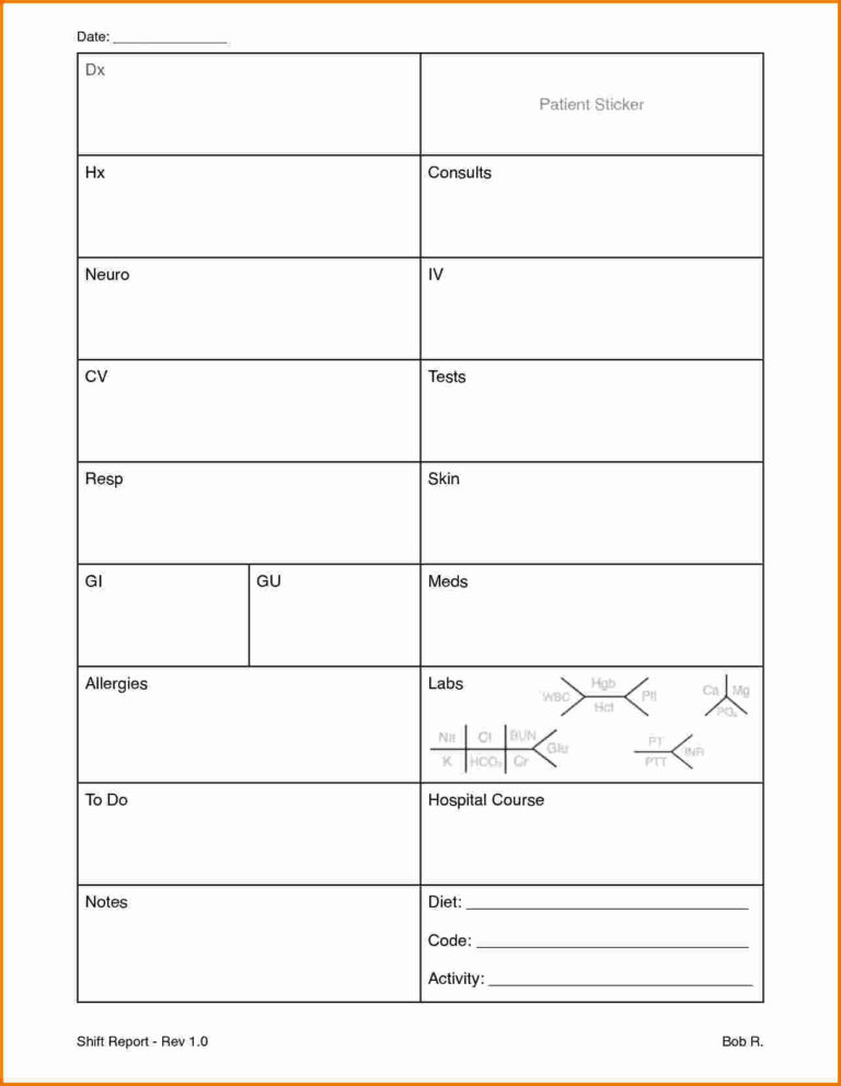 Nursing Report Sheet Template (3) PROFESSIONAL TEMPLATES