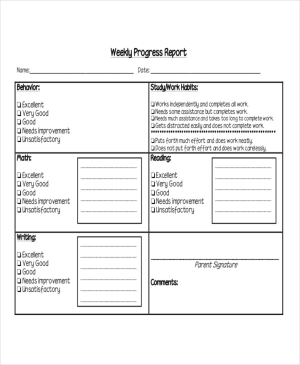 Student Progress Report Template