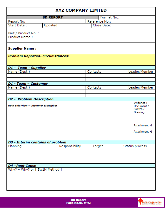 8D Report Format Template