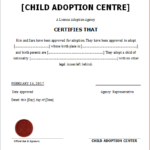 Adoption Certificate Template