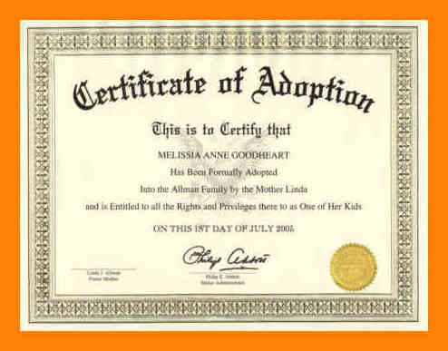 Adoption Certificate Template