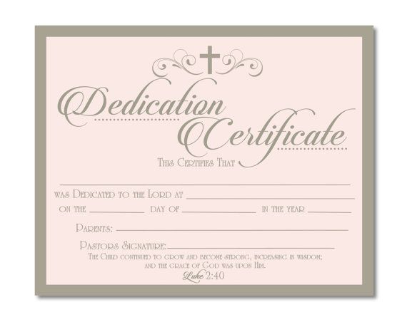 Baby Dedication Certificate Template