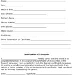 Birth Certificate Translation Template