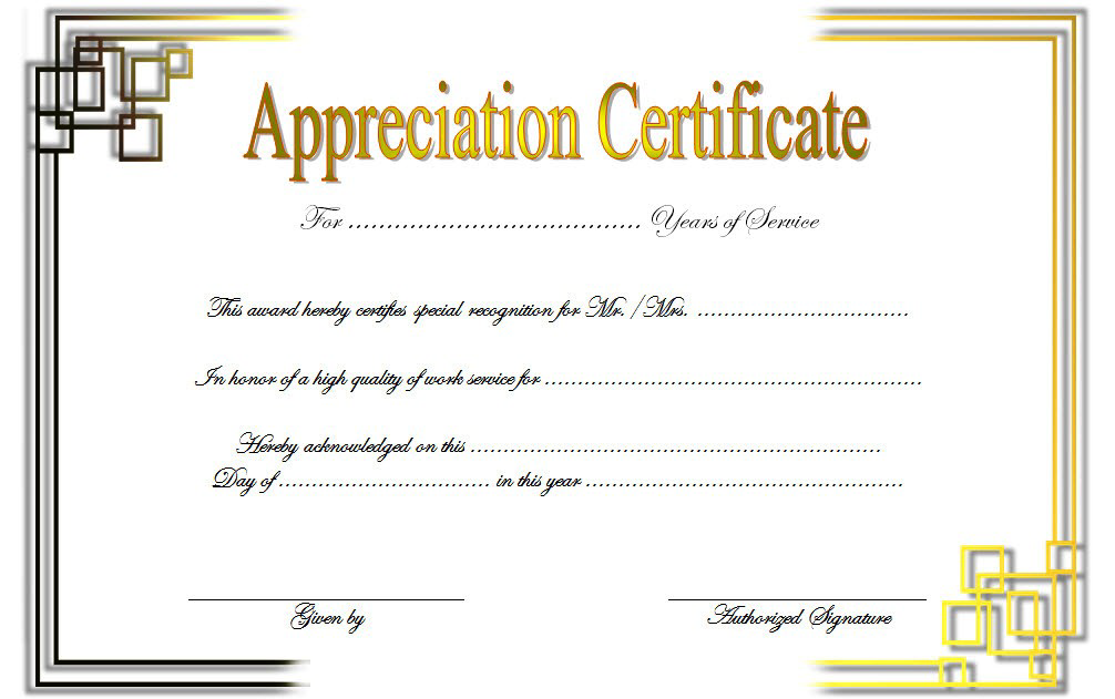 Certificate Of Appreciation Template Free Printable