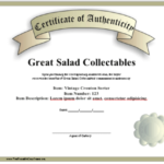 Certificate Of Authenticity Template