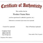 Certificate Of Authenticity Template