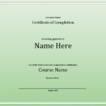 Certificate Of Completion Template Word