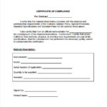 Certificate Of Compliance Template