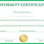 Certificate Of Conformance Template