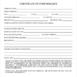 Certificate Of Conformance Template