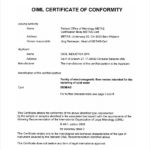 Certificate Of Conformance Template