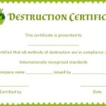 Certificate Of Destruction Template