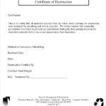 Certificate Of Destruction Template