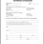 Certificate Of Insurance Template