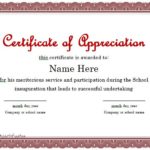 Certificates Of Appreciation Template