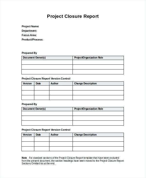 Closure Report Template