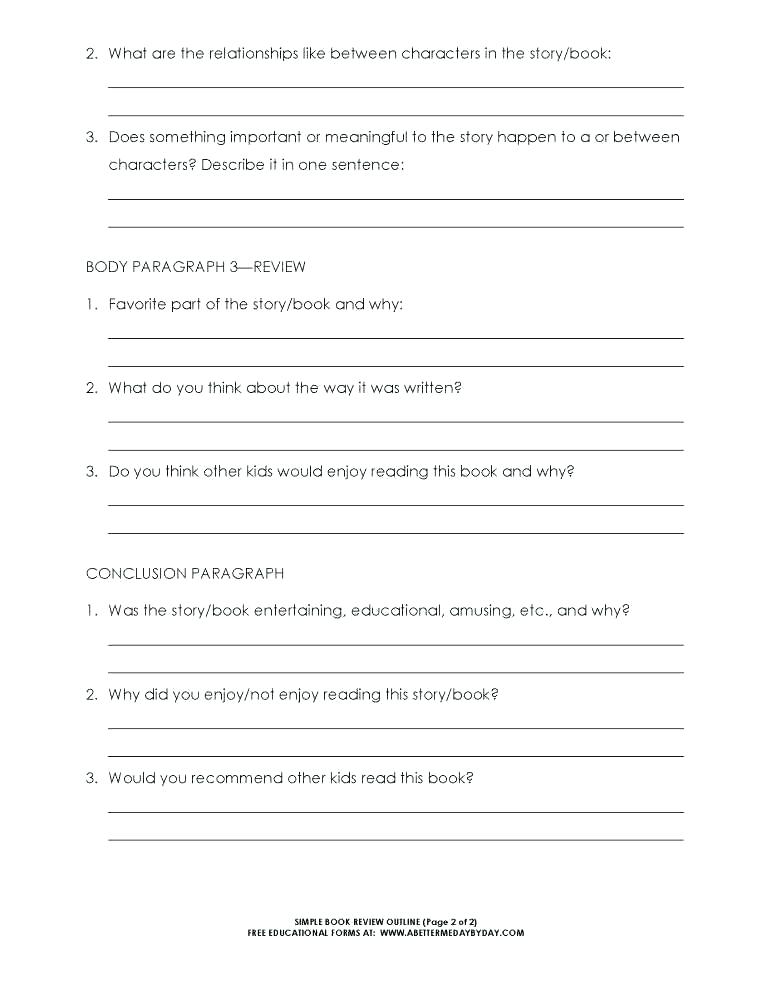 College Book Report Template