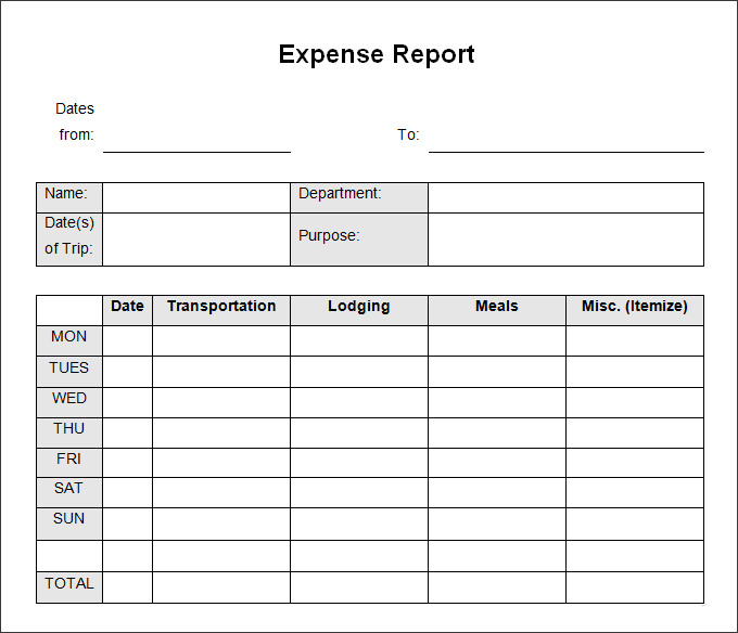 Company Expense Report Template