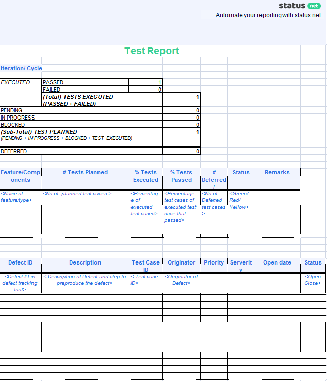 Defect Report Template Xls
