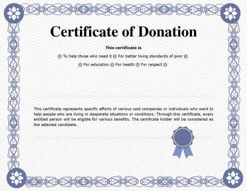 Donation Certificate Template