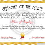 Employee Of The Month Certificate Templates