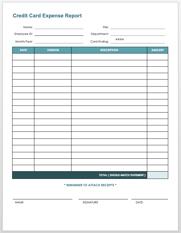 Expense Report Spreadsheet Template