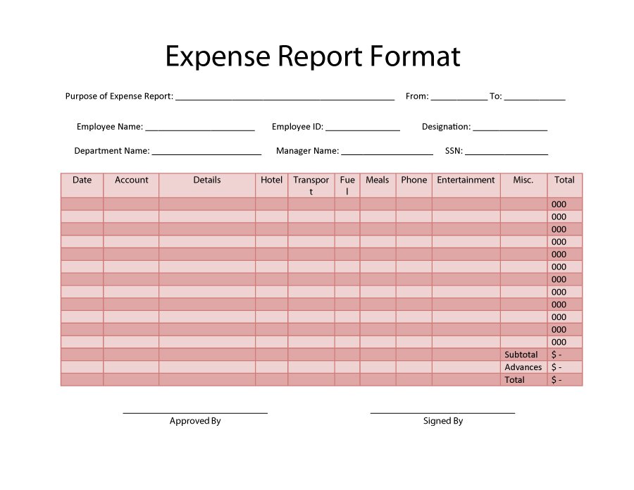 Expense Report Template Xls