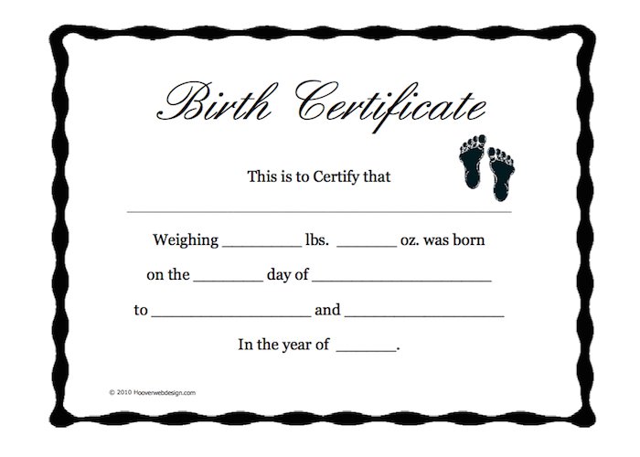 Fake Birth Certificate Template