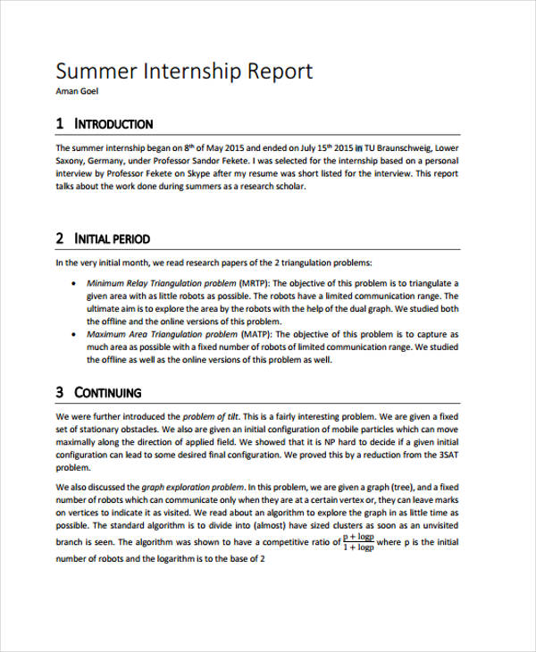 Introduction Template For Report