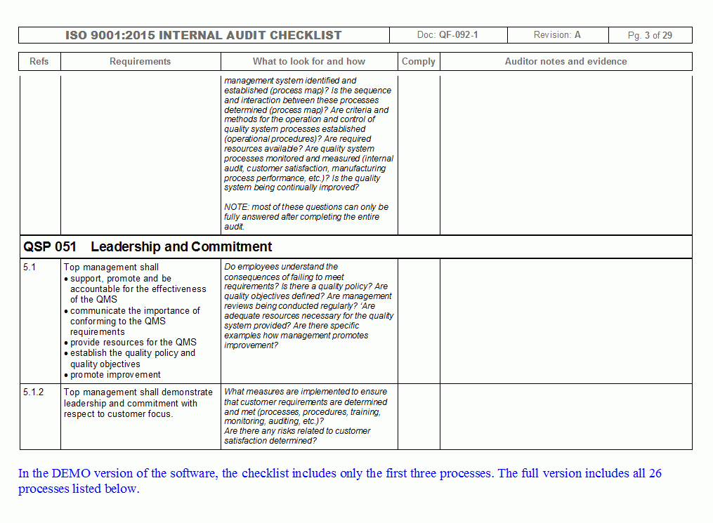 Iso 9001 Internal Audit Report Template