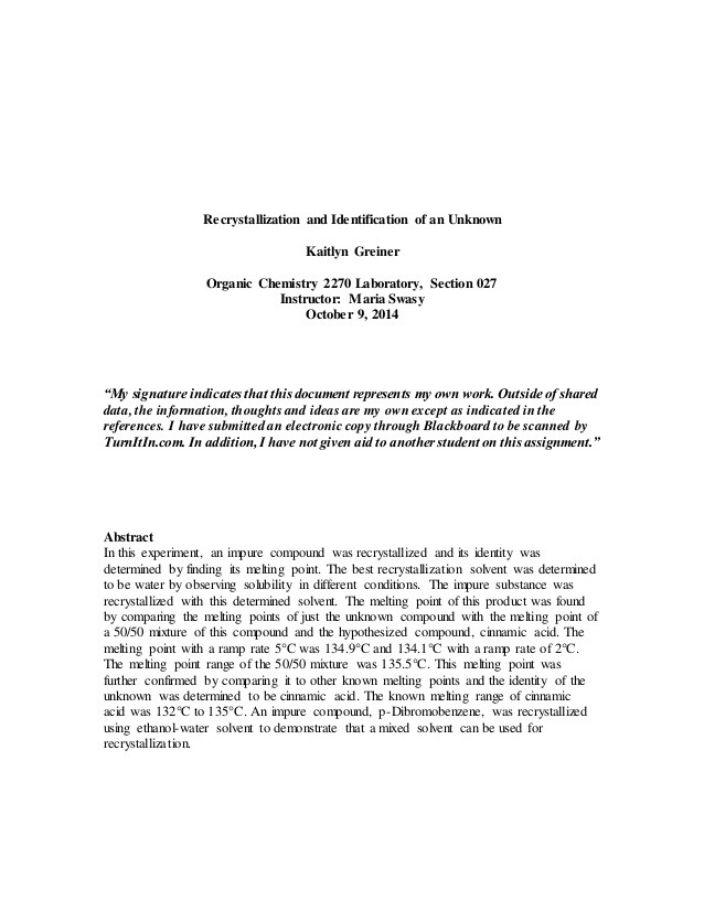 Lab Report Template Chemistry