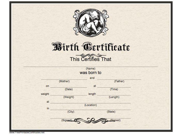 Official Birth Certificate Template