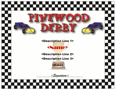 Pinewood Derby Certificate Template