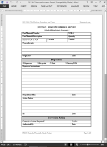 Quality Non Conformance Report Template (2) - PROFESSIONAL TEMPLATES ...