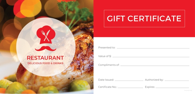 Restaurant Gift Certificate Template