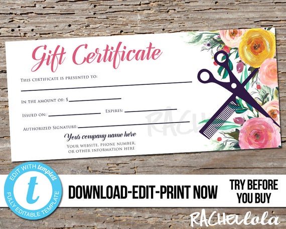 Salon Gift Certificate Template