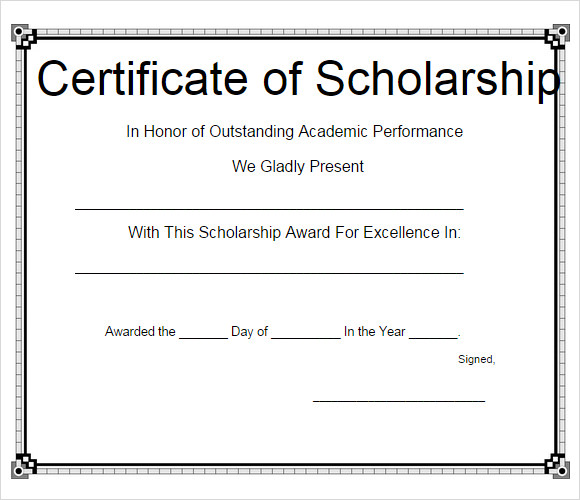 Scholarship Certificate Template