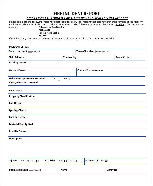 Serious Incident Report Template