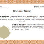 Stock Certificate Template Word