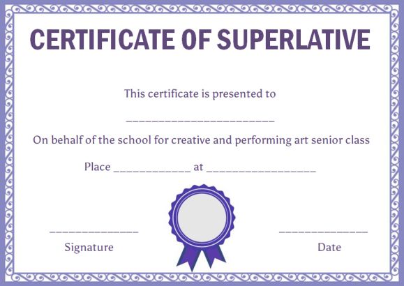 Superlative Certificate Template